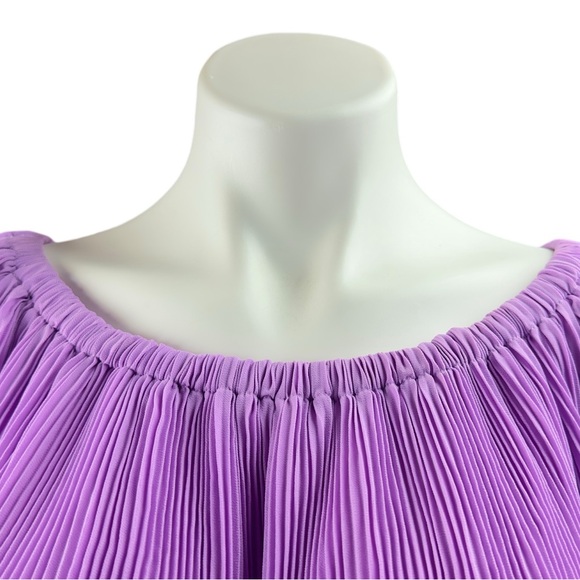 Women's Purple Pleated Blouse - Picture 11 of 11